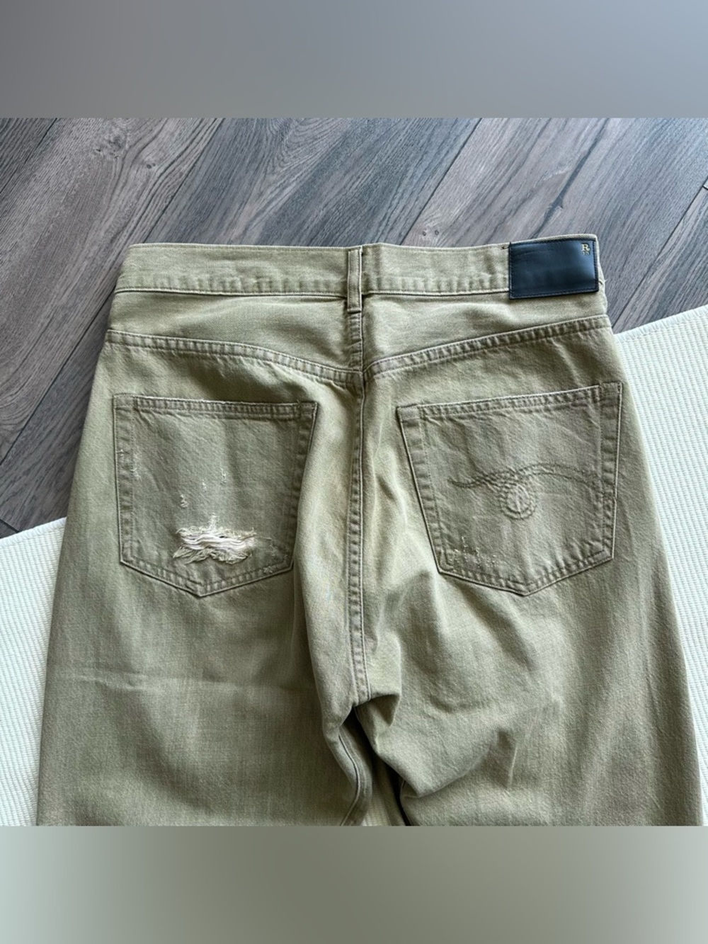 R13 Crossover Distressed Moss Green Jeans - Picture 13 of 14